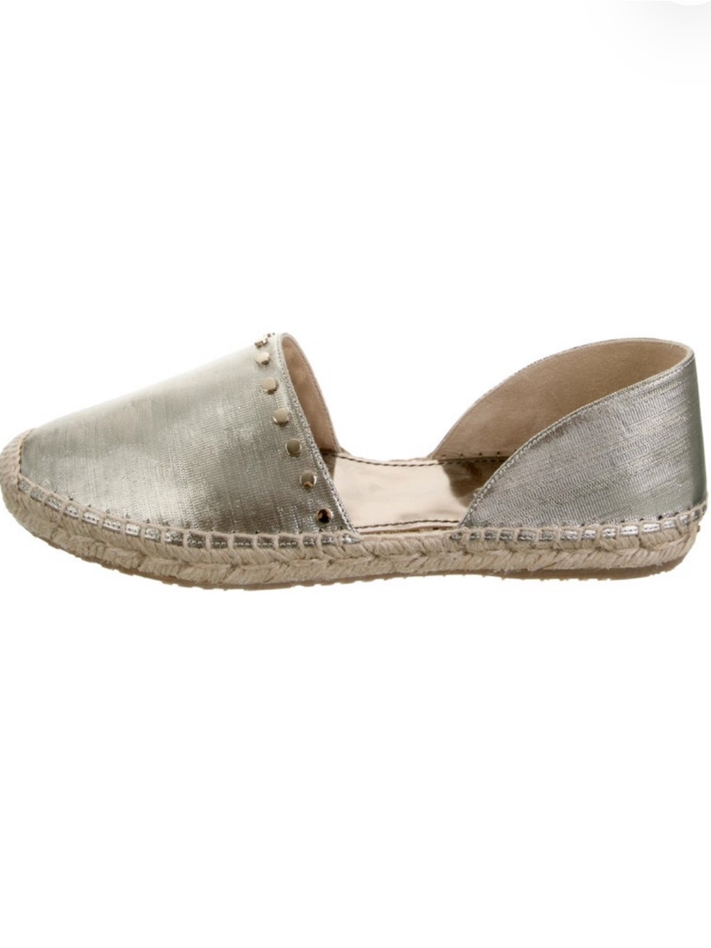Jimmy Choo Metallic Gold Espadrille Slip-On with Stud Accents